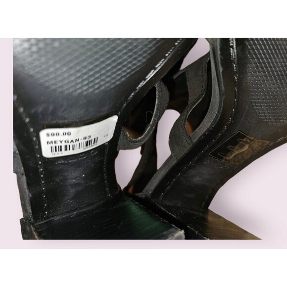 Aldo Black Suede Block Heels Size 8 Meygan-93 BUCKLE SANDAL PEEP TOE - Picture 16 of 16